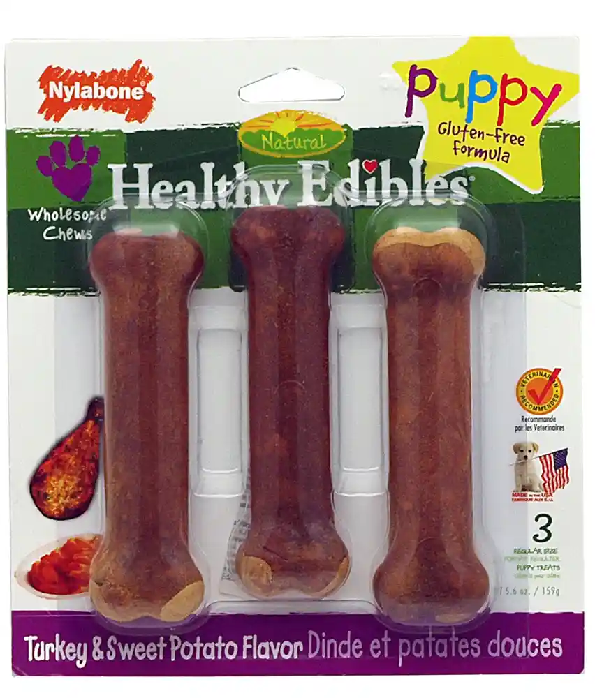 Nylabone Puppy Edibles Sweet Potato & Turkey 3 Pk